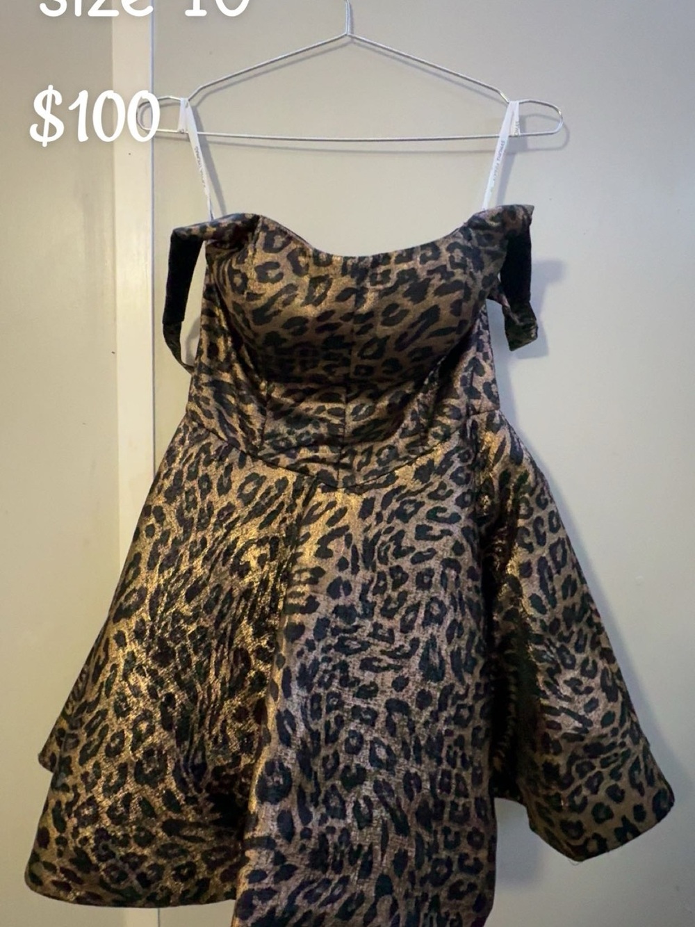 Leopard Print Strapless Party Dress - Gold & Black